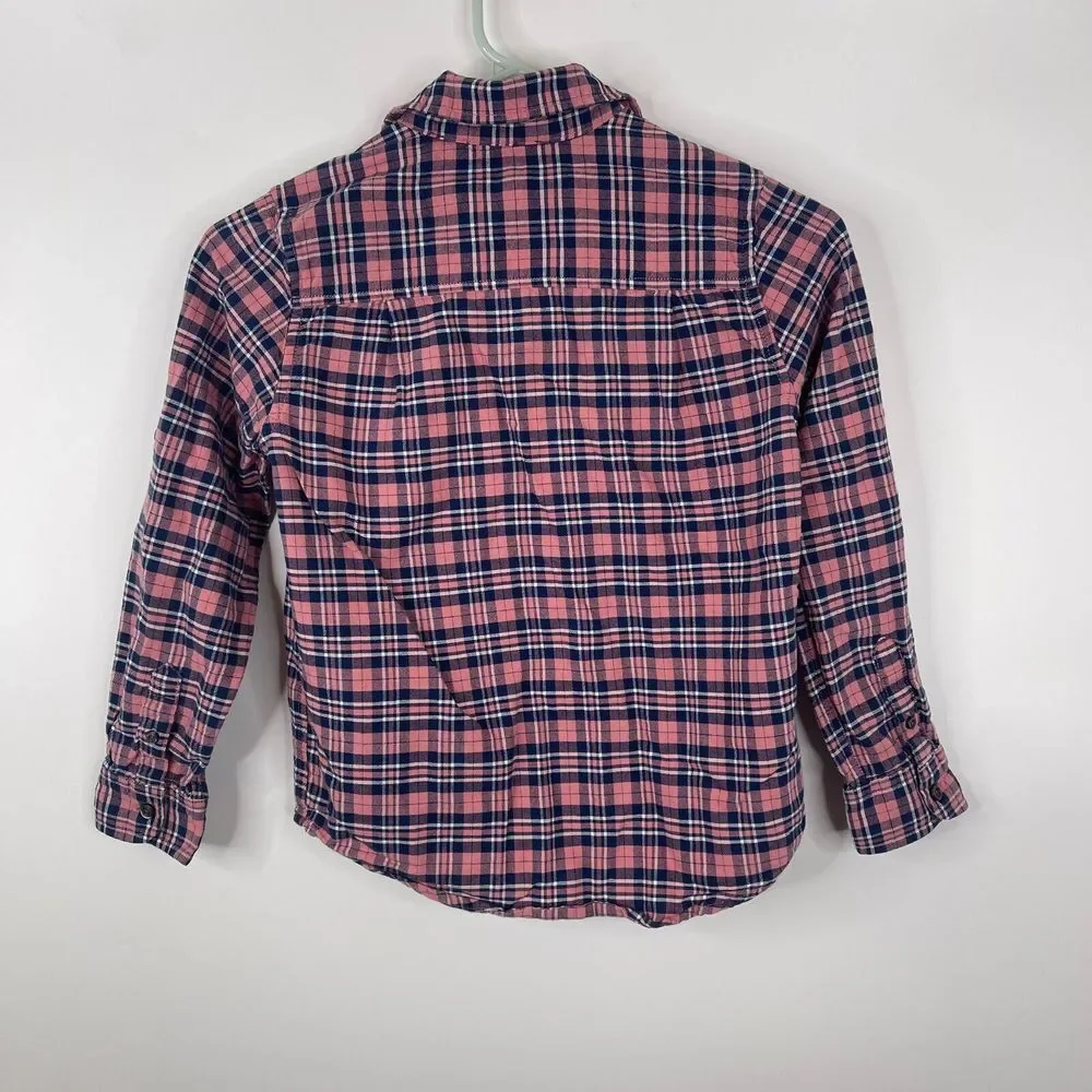 Children's Place Boys Collared Shirt Size 7.8‎ Plaid Check Long Sleeve Pink